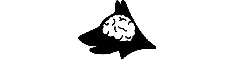 Dog with big brain icon image.